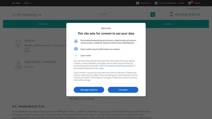 S.C. Vestindustri, S.A. in Targu Lapus | Magazin On-line S.C. Vestindustri, S.A. Targu Lapus (Romania)