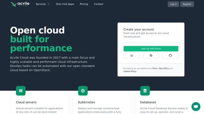 Open cloud built for performance | Acvile Cloud