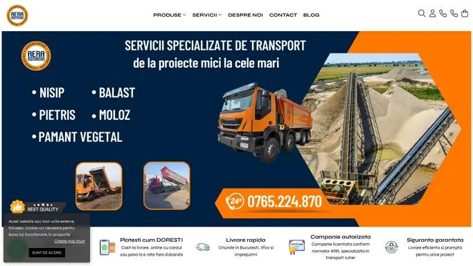 Aeraromania.ro - Specialistul tau in Transporturi ⭐ Nisip si Pietris ⭐Transport Utilaje ⭐Tractari Auto