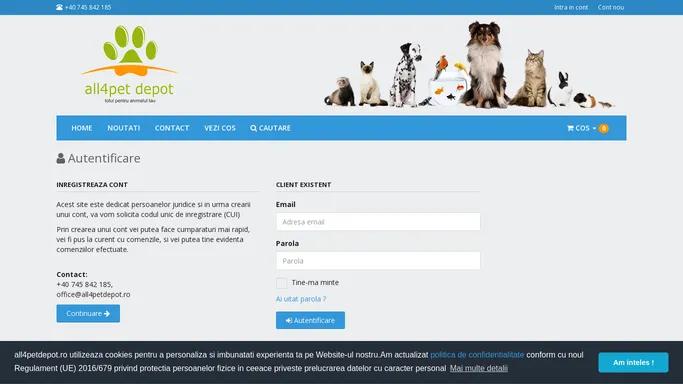 Autentificare | All4PetDepot