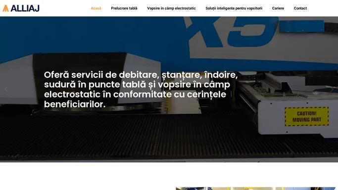 Alliaj | Servicii de debitare, stantare, indoire, sudura inpuncte tabla si vopsire in camp electrostatic