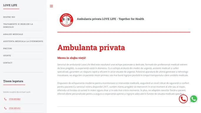 Ambulanta privata Bucuresti LOVELIFE - Together for Health