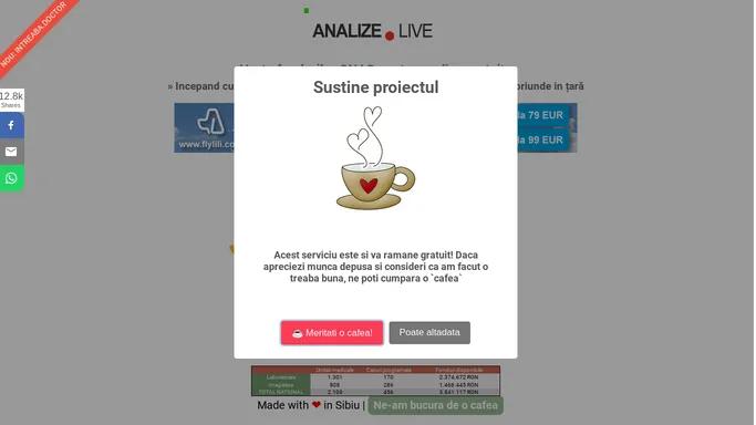 Informatii fonduri disponibile pentru analize gratuite