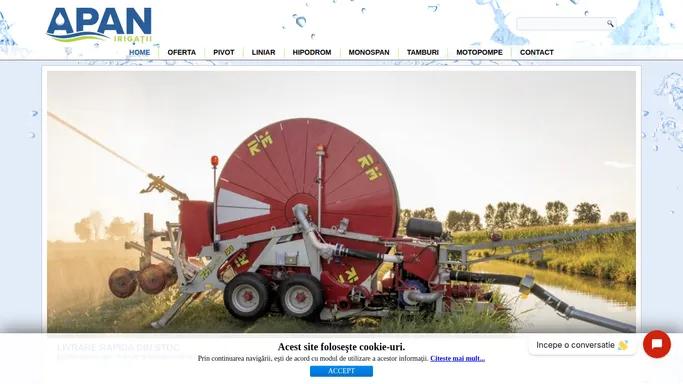 APAN irigatii | sisteme de irigatii, instalatii irigatii, tamburi, motopompe