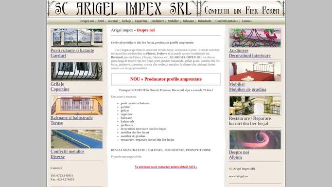 Confectii din fier forjat, confectii metalice, producator profile amprentate - Arigel Impex - Bucuresti Ploiesti Prahova