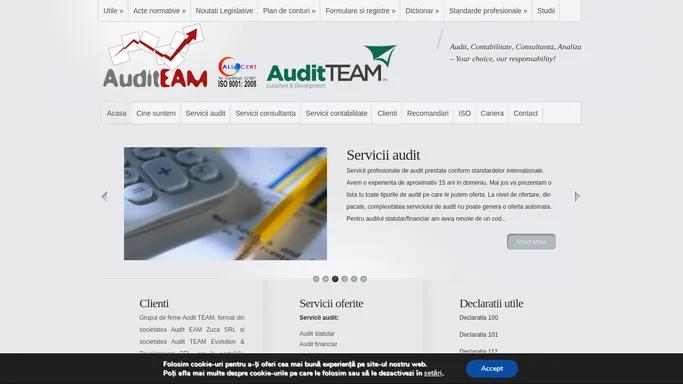 Audit, Contabilitate, Consultanta, Analiza - Your choice, our responsability! - Grupul Audit TEAM este specializat in servicii de audit financiar, consultanta fiscala si contabila, contabilitate si analiza