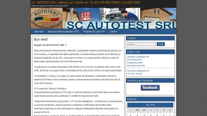 S.C. AUTOTEST S.R.L. | Adresa: Loc. Osorhei str. 1 nr. 43 | CUI RO21782813 | J5/1297/2007 – Statie de Inspectie Tehnica Periodica (ITP)