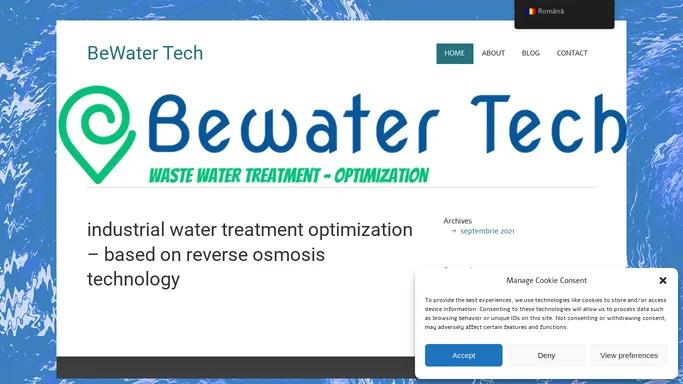 BeWater Tech | Reverse osmosis waste water treatment optimization