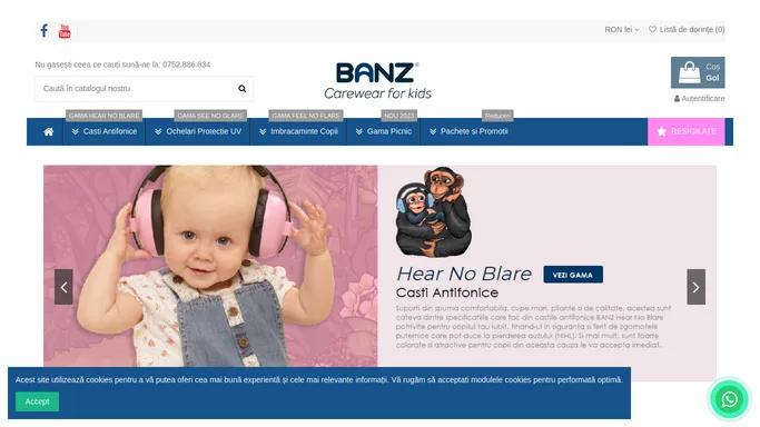 Banz.ro - Protectie UV si Auz bebelusi si copii | Casti antifoane, Ochelari soare, Haine Protectie UV, Palarii soare bebe