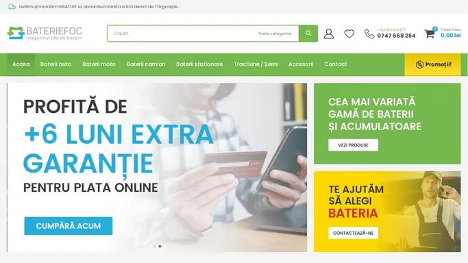 Bateriefoc – Magazinul tau de baterii – Bateriefoc comercializeaza baterii auto (dar si moto, stationare, tractiune) – livrare la domiciliu si montaj gratuit pe raza a 100 km Targoviste.