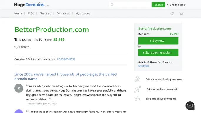 BetterProduction.com is for sale | HugeDomains
