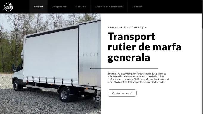 BONITICA – Transport rutier marfa Romania – Norvegia