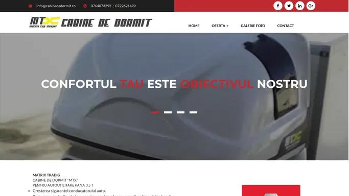 MATRIX TRADING - Cabine de dormit pentru autocamioane Bucuresti