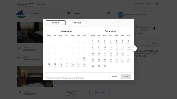 Casa Adina Sinaia - Sistemul oficial de rezervare - Confirmare instantanee