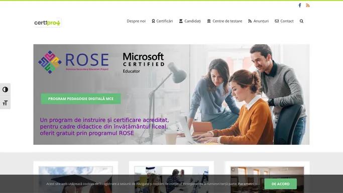 Certipro - Unic furnizor autorizat Certiport in Romania