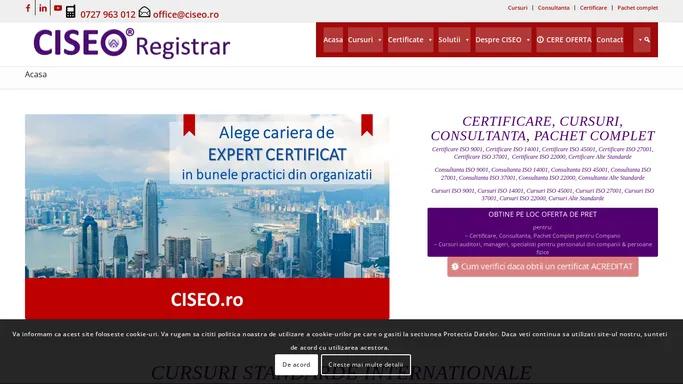 CISEO Certificare ISO, Consultanta, Cursuri, Pachet Complet