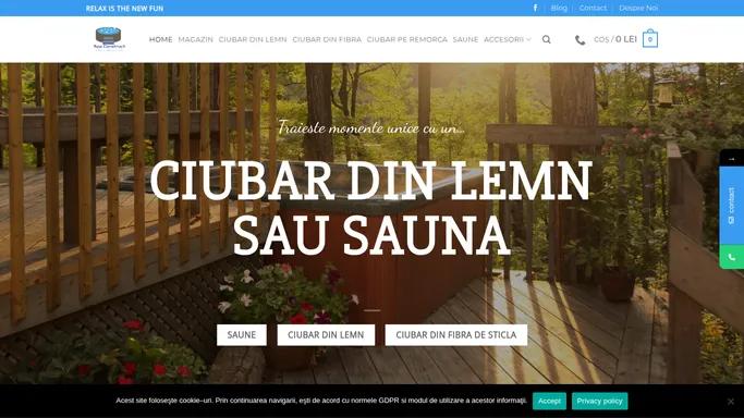 Spa Construct – Ciubar din lemn, ciubar din fibra de sticla si sauna de exterior