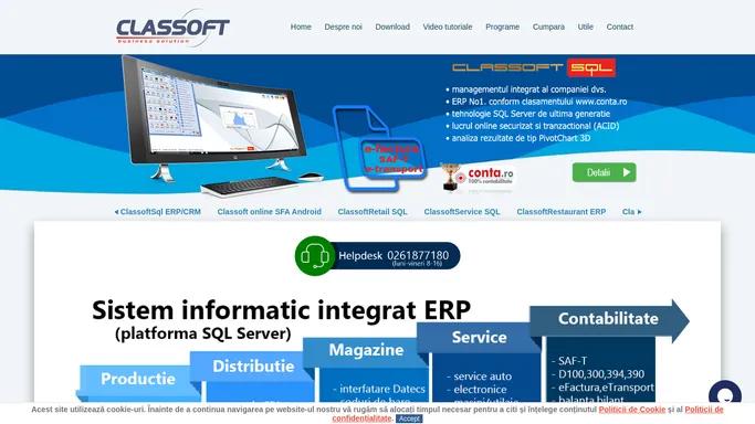 ClassoftSQL ERP cu SAF-T / e-Factura / e-Transport integrata: Contabilitate, Magazine, Distributie, Android SFA , Restaurant, Productie, Service, Contabilitate, Salarizare