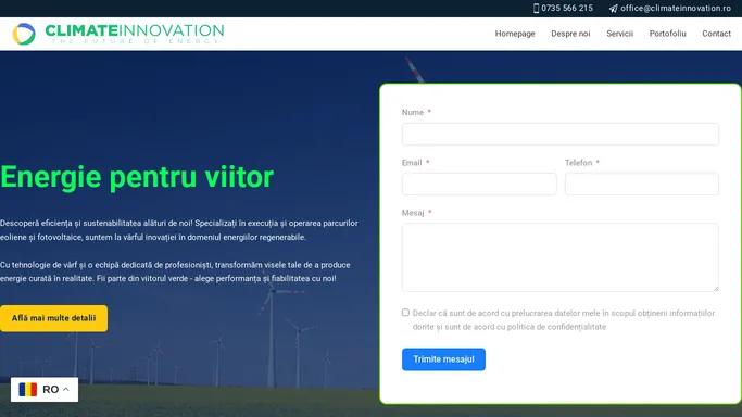 Climate Innovation - Energie pentru viitor