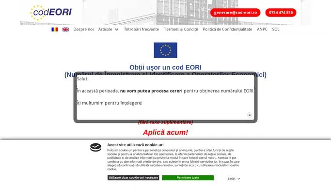 Cod EORI | Servicii complete | Aplica acum | Doar 79 RON