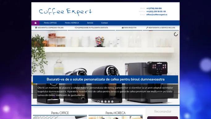 Coffee Expert - Distribuitor espresoare Lavazza Blue - Office in comodat, espresoare profesionale Horeca, cafea boabe Lavazza, capsule Lavazza Blue.