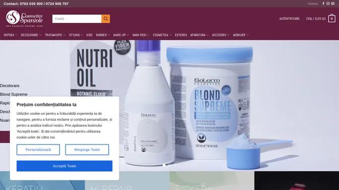 Cosmetice Spaniole - Produse cosmetice pentru ingrijirea parului, fetei si a corpului, pentru coafor si acasa.