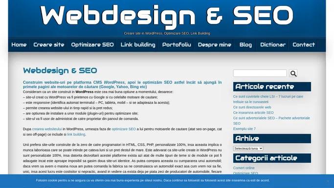 Creare site in WordPress cu optimizare SEO | Webdesign & SEO