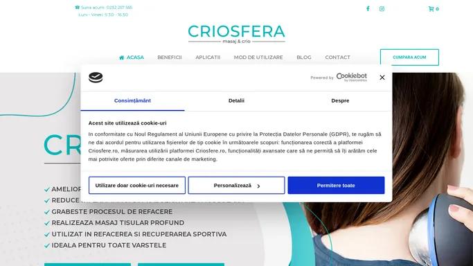 Criosfera Recoup combina beneficiile crioterapiei locale si ale masajului