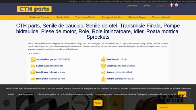 CTH parts, Senile de cauciuc, Senile de otel, Transmisie Finala, Pompe hidraulice, Piese de motor, Role, Role intinzatoare, Idler, Roata motrica, Sprockets