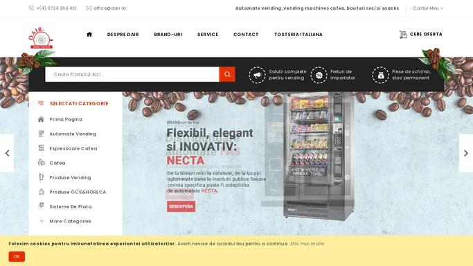 Automate vending, vending machines cafea, bauturi reci si snacks - Dair