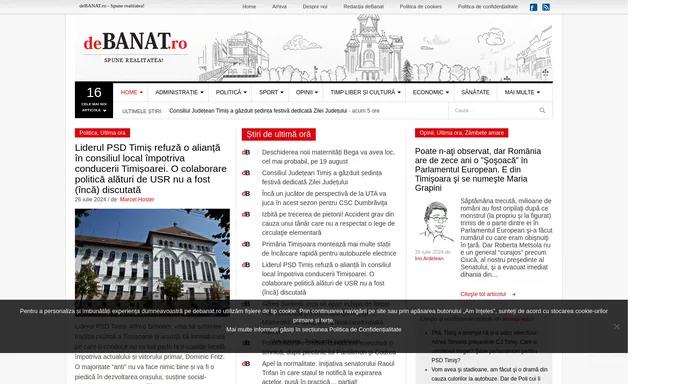 deBanat.ro - spune realitatea! - Stiri locale din Timisoara, Stiri din Banat, Comentarii politice, Editoriale sportive, Noutati banatene