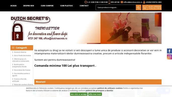 Magazin online de accesorii, plante uscate si decoratiuni pentru evenimente Dutch Secrets