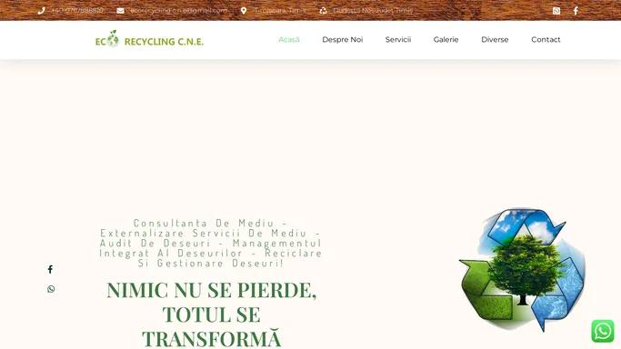 ECO RECYCLING C.N.E – ♻️Consultanta de mediu 🌍 Externalizare servicii de mediu ✅Audit de deseuri ♻Managementul integrat al deseurilor – Reciclare si gestionare deseuri! 🚮🍃 ♻