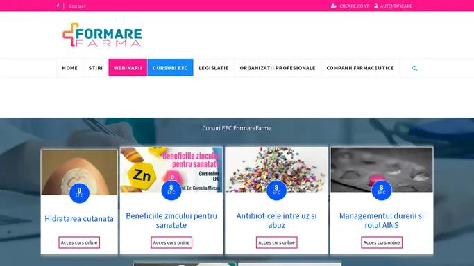FormareFarma - Cursuri EFC, webinarii farmacisti, stiri farmacisti, legislatie farmaceutica, companii farmaceutice
