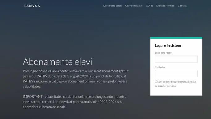 RATBV S.A. — Abonamente online elevi