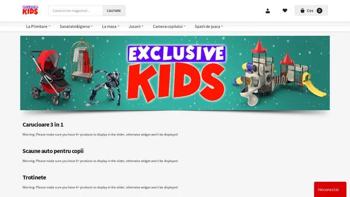 ExclusiveKids.ro -Jucarii, Spatii de joaca, Carucioare, Masini electrice