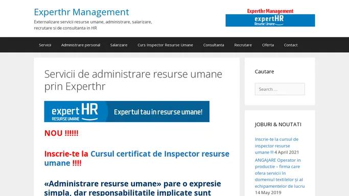 Administrare Resurse umane cu Experthr, servicii curs inspector certificat