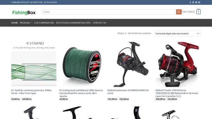 FishingBox – Oferte Pescuit – Magazin online cu Voblere, Naluci, Fire, Carlige. Gama completa de articole pescuit, nade artificiale pentru pescuit la spinning – Clean, Stiuca, Avat, Salau, Pastrav la Preturi Bune!