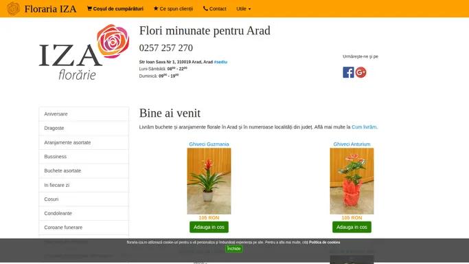 Floraria IZA Arad - Florarie Online, Comenzi flori online, Livrari Flori la domiciliu in Arad