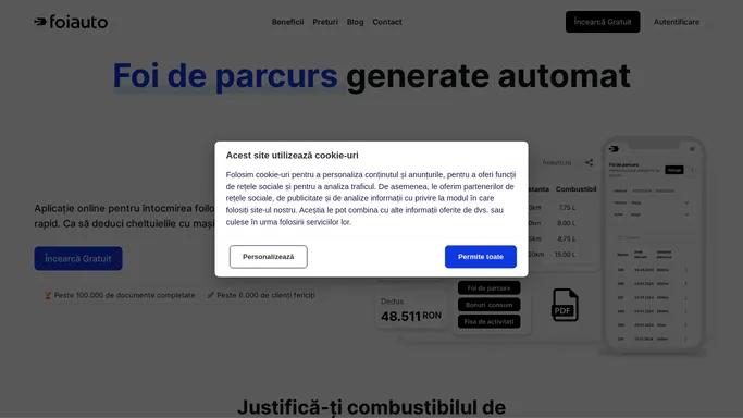 FoiAuto.ro - Aplicatie foi de parcurs online