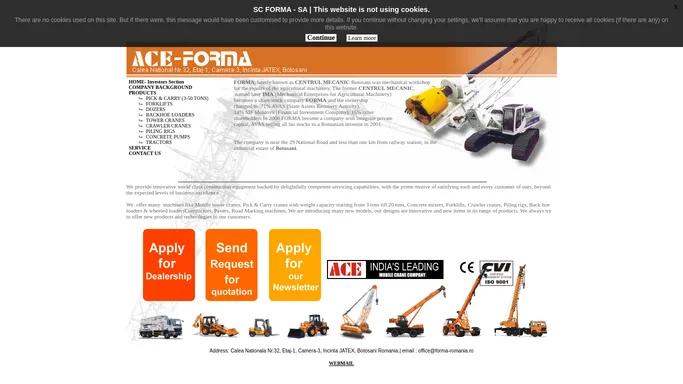 FORMA | FORKLIFTS | BACKHOE LOADERS | TOWER CRANE | MOBILE CRANE | TRUCK MOUNTED CRANE |HOME|COMPANY|BACKGROUND|PRODUCTS            PICK