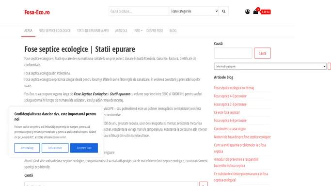 Fose septice ecologice | Statii epurare - fosa-eco.ro