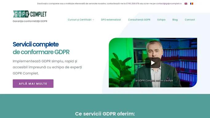 GDPR Complet - servicii GDPR complete si personalizate