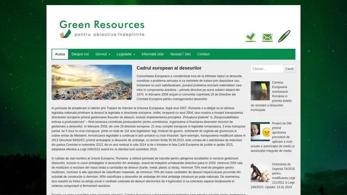 Indeplinirea individuala a obiectivelor de valorificare a deseurilor de ambalaje – Green Resources – pentru obiective indeplinite