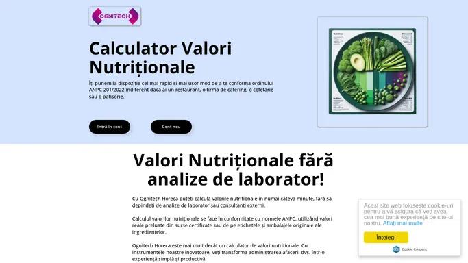 Calculator Valori Nutritionale pentru Horeca