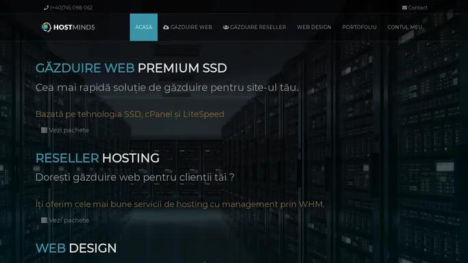 Servicii de Gazduire Web pe SSD - Hostminds