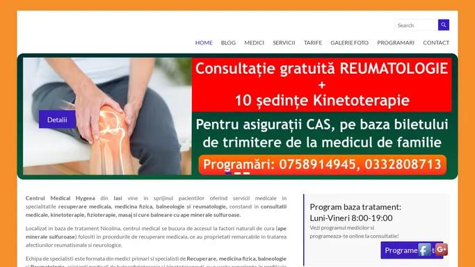 Centrul Medical HYGEEA Iasi – Recuperare Reumatologie Kinetoterapie Fizioterapie Cure balneare