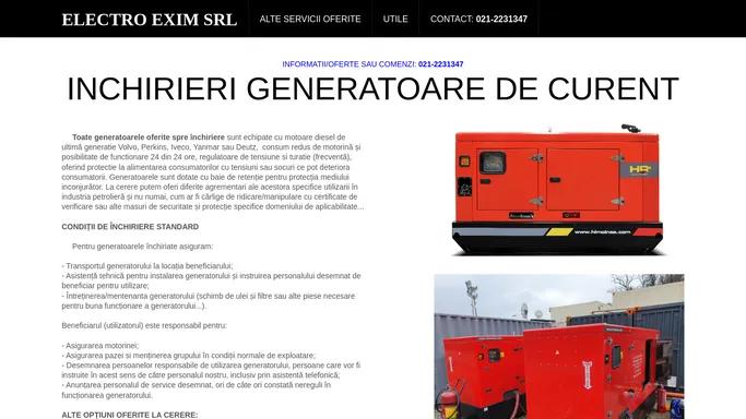 Inchirieri Generatoare de Curent - ELECTRO EXIM