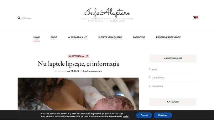 InfoAlaptare - Alaptarea, alimentatia si cresterea bebelusului - sfaturi utile