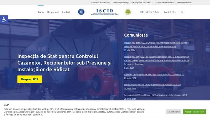 ISCIR – Inspectia de Stat pentru Controlul Cazanelor, Recipientelor sub Presiune si Instalatiilor de Ridicat